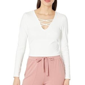 New EleVen by Venus Williams Women's Long Sleeve Heartbreaker Shirt White XL